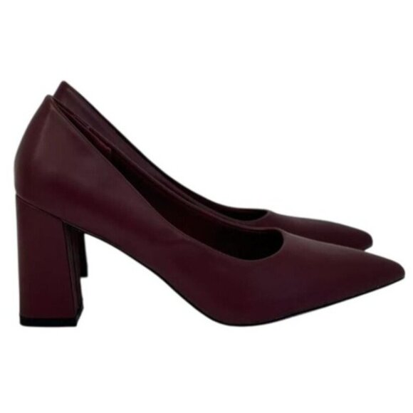PIERRE DUMAS / Lover-1 / Burgundy  / Block Heel / Pointed / Toe Pumps - Picture 3 of 10